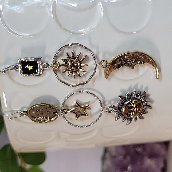 Celestial Two-Tone Drop Earrings, 925 wires - Picture 7 of 12